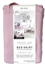 Bed Skirt Pink Twin Extra Long Lofted Dorm Bed 42" Drop Height by Rachel Zoe