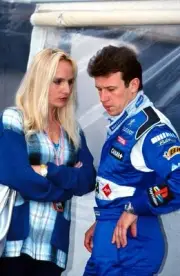 Olivier Panis Prost AP2 talks with his wife Belgian GP Spa 29 Augu- Old Photo