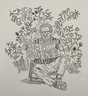 Charles Bukowski, Original Drawing, Hand Drawn Art, Portrait by Oliver Lake, A3
