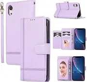 YocoverTech for iPhone Xs Max Case,for iPhone Xs Max Wallet Case[5 Card Slots+a Pocket+Mirror] PU Leather Folio Flip Magnetic Cover-Purple