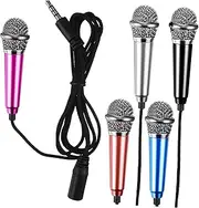 WESIEVYA 5 Pcs Small Microphone Earphones Tiny Mic Recording Microphone for Phone Singing Mic for Phone Mini Microphone Phone Microphone for Recording Portable Microphone Little Microphone