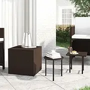 Garden Side Tables Set 3 pcs Brown Poly Rattan Outdoor Furniture Easy Clean