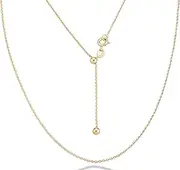[Miabella] 925 Sterling Silver or 18Kt Yellow Gold Over Silver Italian 1.3mm Adjustable Solid Diamond Cut Thin Bolo Cable Chain Necklace for Women, Slider Chain 14-24 Inch Made in Italy