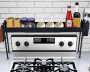 Over Stove Spice Shelf for Kitchen Spice Rack Organizer with Extra Basket and...