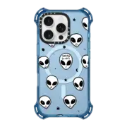 iPhone 16 Pro Bounce Case MagSafe Compatible Cute White UFO Space Alien Drawing Pattern
