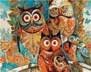 Owl Colorful Paint By Numbers Kits DIY Number Canvas Owls 6305