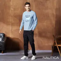 在飛比找momo購物網優惠-【NAUTICA】男裝 品牌LOGO素面彈性長褲(黑)