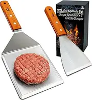 Ultimate Grill Spatula Set of 2 – Heavy-Duty Stainless Steel Griddle & BBQ Spatulas with Extra Wide Surface, Perfect for Cast Iron Skillets, Griddle Cooking, and BBQ Flipping