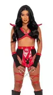 Roma Sexy Playboy Combat Ninja Black & Red 5pc Costume PB137