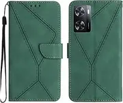 Compatible with Oppo A77 4G / A77s 4G Case,Compatible with Oppo A57 4G / A57s 4G / A57e 4G Kickstand Flip Card Slot Magnetic Closure Phone Cover Green