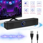 Home Theater Soundbar Wired Sound Bar Speaker System w/ Subwoofer 3.5mm Jack AUX