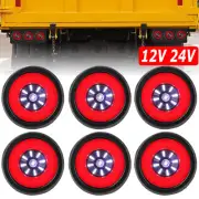 6x 4" Round 12V 24V LED Tail Lights Stop Brake Indicators REVERSE Truck Lamp UTE