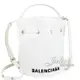 【全新現貨 優惠中】BALENCIAGA 巴黎世家 656682 電繡LOGO帆布迷你兩用水桶包.白現金價$21,800