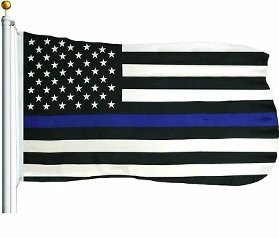 Thin Blue Line American Flag 3x5 US Black & White Police Policemen Support 150D