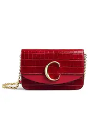 Chloé C Clutch in Embossed Croco Effect