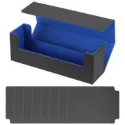 Card Storage Box for Trading Card 400 + with 6 Divider Fit, Black/Blue