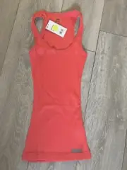 zumba orange ribbed stretchy stretch vest tank top dance Size XS, 6-8