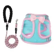 Dog Harness with Leash Set, Step-in Breathable M: Chest girth: 18-21" Blue/Pink