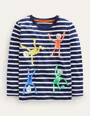 Skeleton Halloween T-shirt College Navy Skeletons Girls Boden