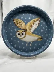 Dog & Dome Metal Owl Deep We’ll Serving Tray Blue NWOT Cocktails Serving Snacks