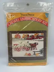 Pauline Denham Crewel Embroidery Sealed Kit 6056 Hay Wagon 9" x 12" Barn Horse