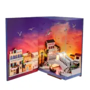 DIY craft kit Italy Venice Bridge Book Nook travel Book Scenery Bookcase light