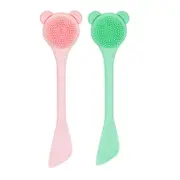 Catzon 2 Pcs Silicone Facial Cleansing Brush Mask Brush Tool-Pink/Pine Green
