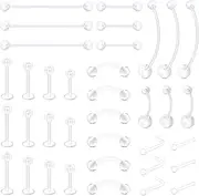 [D.Bella] Mix Style Clear Piercing Kit Retainer Flexible Lip Nose Eyebrow Nipple Tongue Belly Button Rings Piercing Retainer Bioflex Plastic Industrial Barbell Piercing Retainer