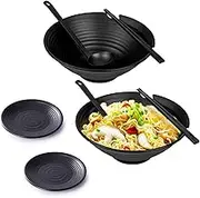 Large Ramen Bowl Set 37 OZ Includes 2 Ramen Bowls with Chopsticks Spoons and Plates Japanese Lamian Noodles Bowls Perfect for Ramen Pasta and Soup Stackable Storage for Easy Organization