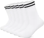 [FALARY] 6 Pairs of Tennis Socks Women's Men's Sports Socks Crew Socks Unisex Socks Men's Socks Cotton Socks Running Socks White and Black