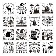 16pcs Small Christmas Drawing Template Set Resuable DIY Stencil 5