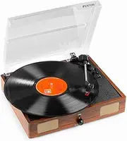 Fenton RP106W Record Player with Built-in Speakers, Vinyl to MP3 USB Conversion, Ceramic Cartridge, Wood