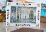10"x8" white Marble Photo frame Storage Pietradura blue lapis home Room Decor c7