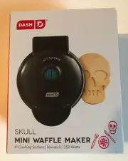 NEW ~ DASH ~ SKULL MINI WAFFLE MAKER ~ 4" NONSTICK SURFACE ~ NIB