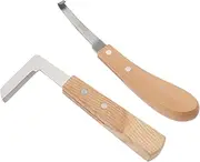 Happyyami Horse Hoof Cutter Kit 2 Pcs Hoof Repair Cutter for Horse Sheep Cattle Animal Foot Tool Straight Smooth Burr- Wooden Handle