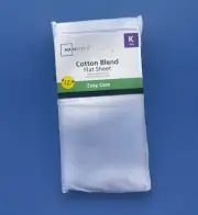 Mainstay Cotton Blend White Flat Sheet Size King