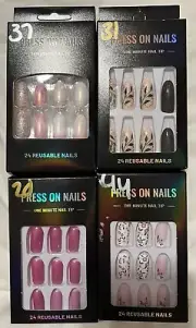 Press On Nails Set Of 4 Boxes Reusable Medium Design Solid Color Round Square