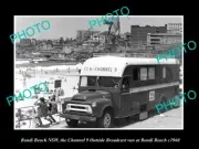 POSTCARD SIZE PHOTO OF BONDI BEACH NSW THE CHANNEL 9 OUTSIDE TV VAN c1960