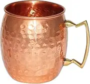 Aakrati Handicrafts Hammered Copper Moscow Mule Mug Handmade Of 100% Pure Copper, Brass Handle Hammered Moscow Mule Mug/Cup. (1)