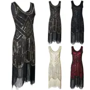 Womens 1920s Dress Flapper Great Gatsby Costume Cocktail Party Fringe Hem Dress♡