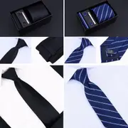 Mens Ties,Classic Mens Stripe Necktie Set with Handkerchief Cufflinks and Tie Clip for Formal Business Work,Gift box for Wedding w/Men Accessories