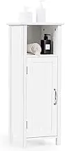 Costway Bathroom Cabinet, Laundry Vanity Cabinet w/Adjustable Shelf, Anti-Toppling Device & Single Door, Bathroom Corner Storage, Toilet Floor Organizer Furniture Vertical Storage Cupboard