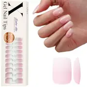 Ombre Nails Gel X Nail Tips Short Square Press medium short square ombre pink