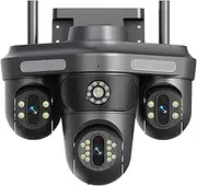 6K 12MP IP Camera Three Lens Three Screens 10X Zoom WiFi Surveillance Camera Smart Security Protection PTZ CCTV Video Camera(U/K,6K 12MP Add 32GB)