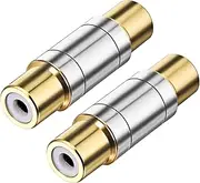 InnoHHustle Gold Plated RCA Female to Female Coupler, 2 Pcs RCA Coupler Female to Female RCA Adapter Barrel RCA Connectors RCA Extender RCA Cables for Speakers, Car Audio, Amplifiers, HDTV, Phono