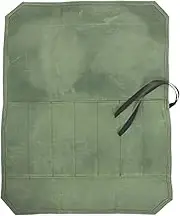 Cabilock Portable Canvas Chef Knife Roll Bag, Green Chef Knife Storage Bag with Adjustable Dividers, Large Capacity for Kitchen Knives and Tools, Easy to Carry and Clean
