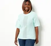 Laurie Felt Women's Top Sweater Sz XXS Cotton Short Sleeve Mint (Green)