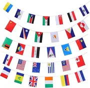 SHOWERORO Soccer Flag Banner 100 Countries National Flags Double Layer Polyester for Indoor/outdoor Decor