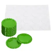 20Set 1" Flat Decorative Bottle Caps Craft Pendant w Clear Sticker Light Green