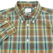 $175 PS Paul Smith Green Plaid Canvas Button Down Shirt Mens Size Small
